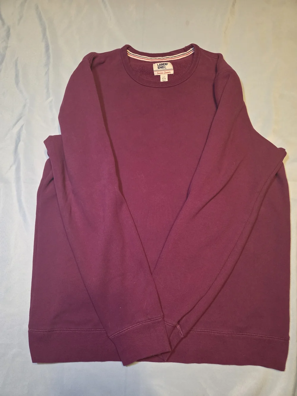 Lands End Serious Sweats Crewneck Sweatshirt Mens LT Burgundy